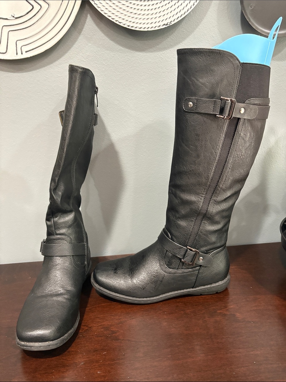 Dream Pairs Black Over-the-Knee Buckle Riding Boots
